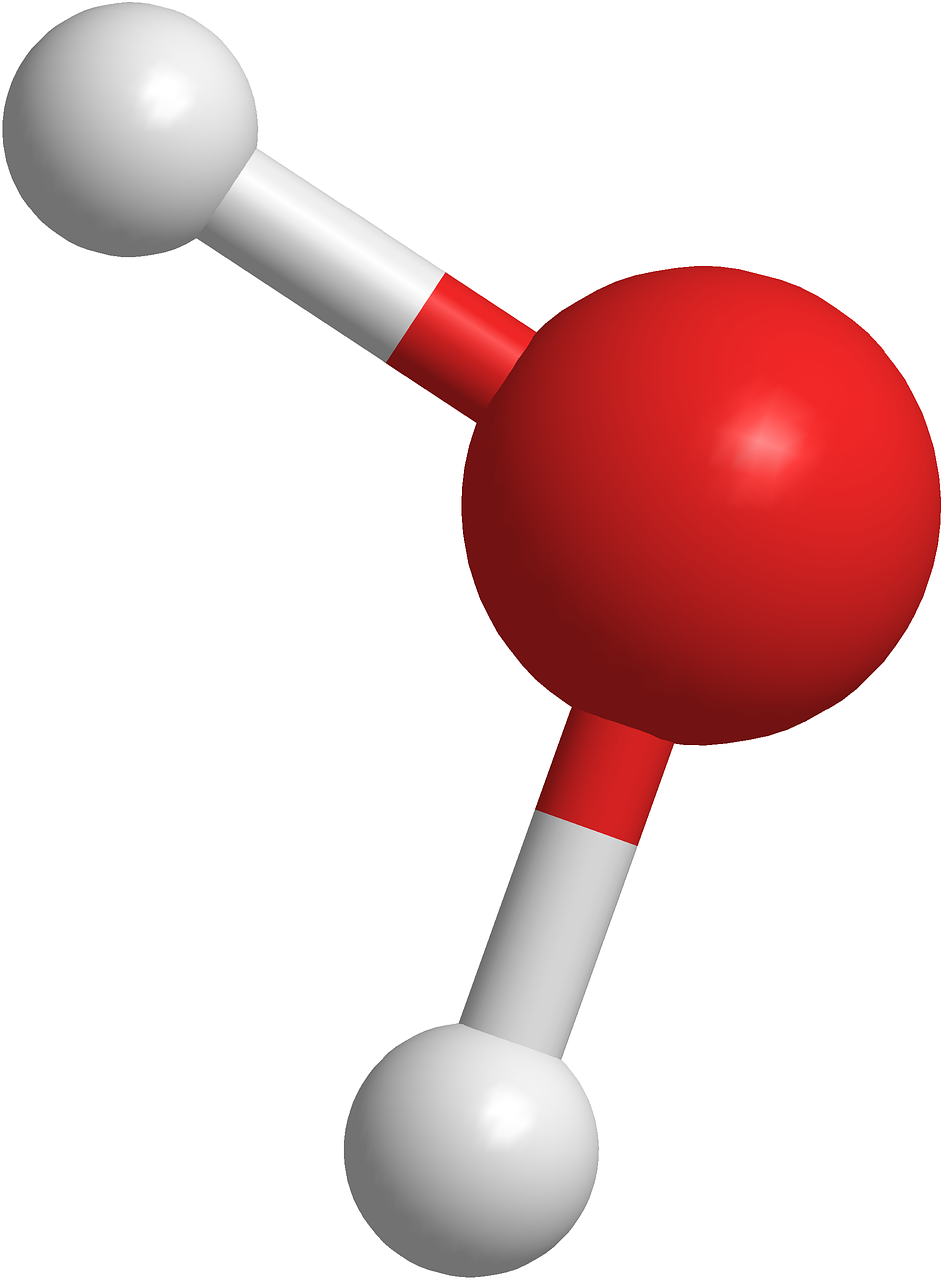 Molecuul water bestaande uit drie atomen.