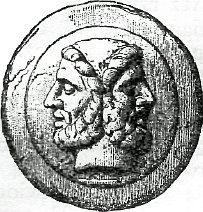 De Romeinse god Janus. Bron: https://commons.wikimedia.org/wiki/File:As_janus_rostrum_okretu_ciach.jpg.